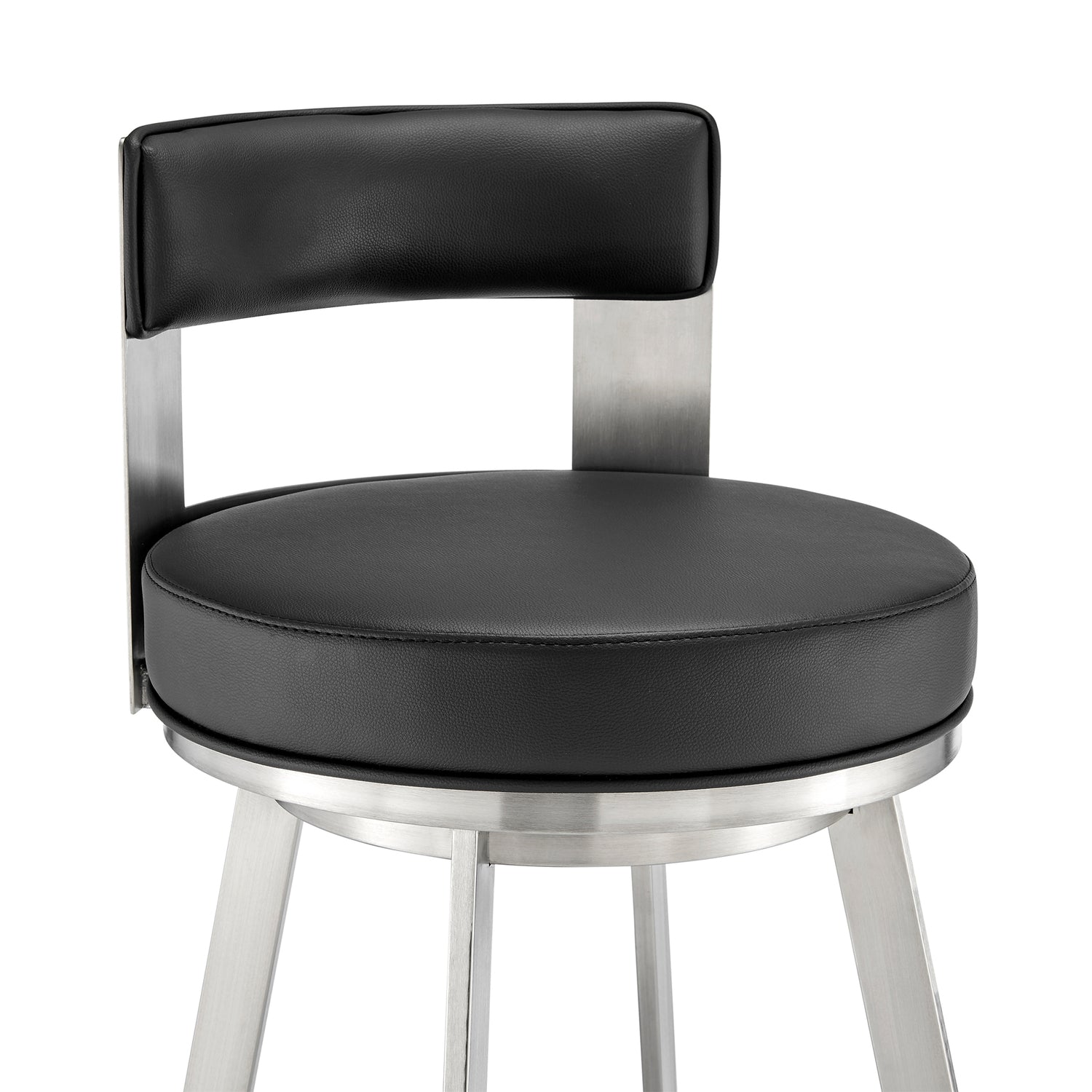 Swivel Faux Leather/Metal Counter Stool in Black/Chrome D23447