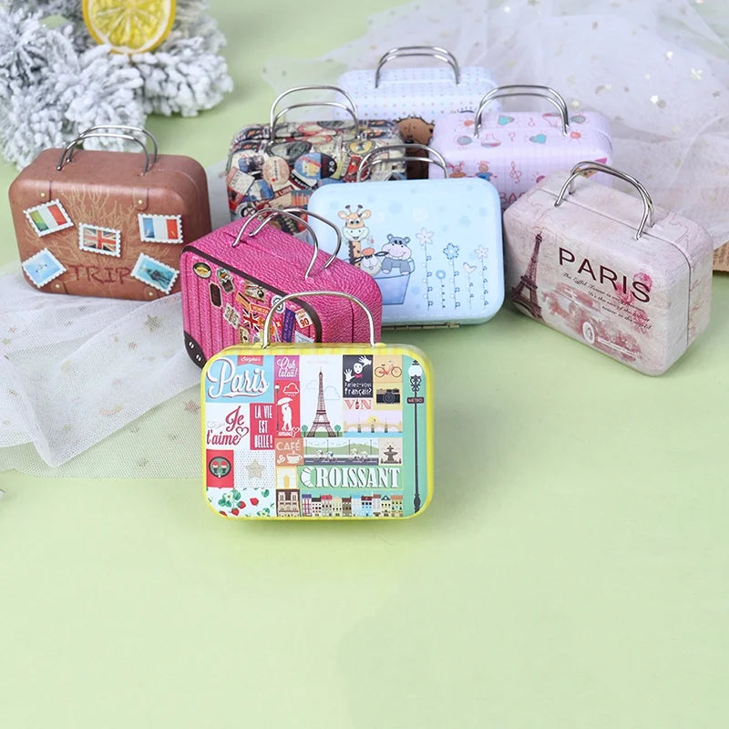 Metal Mini Suitcase Dollhouse Decoration A25540