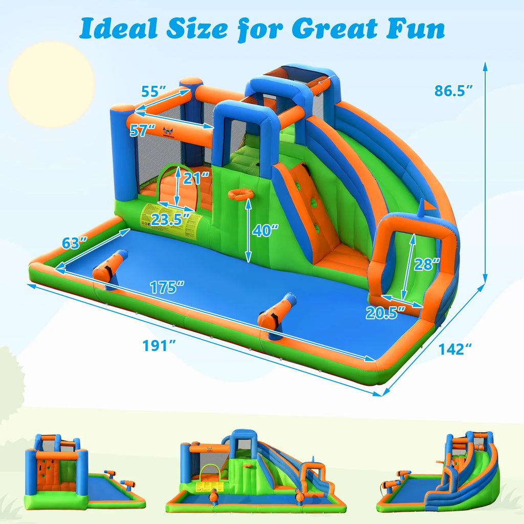 Inflatable Water Slide Bounce Castle with Dual Climbing Walls & 750W Blower A619