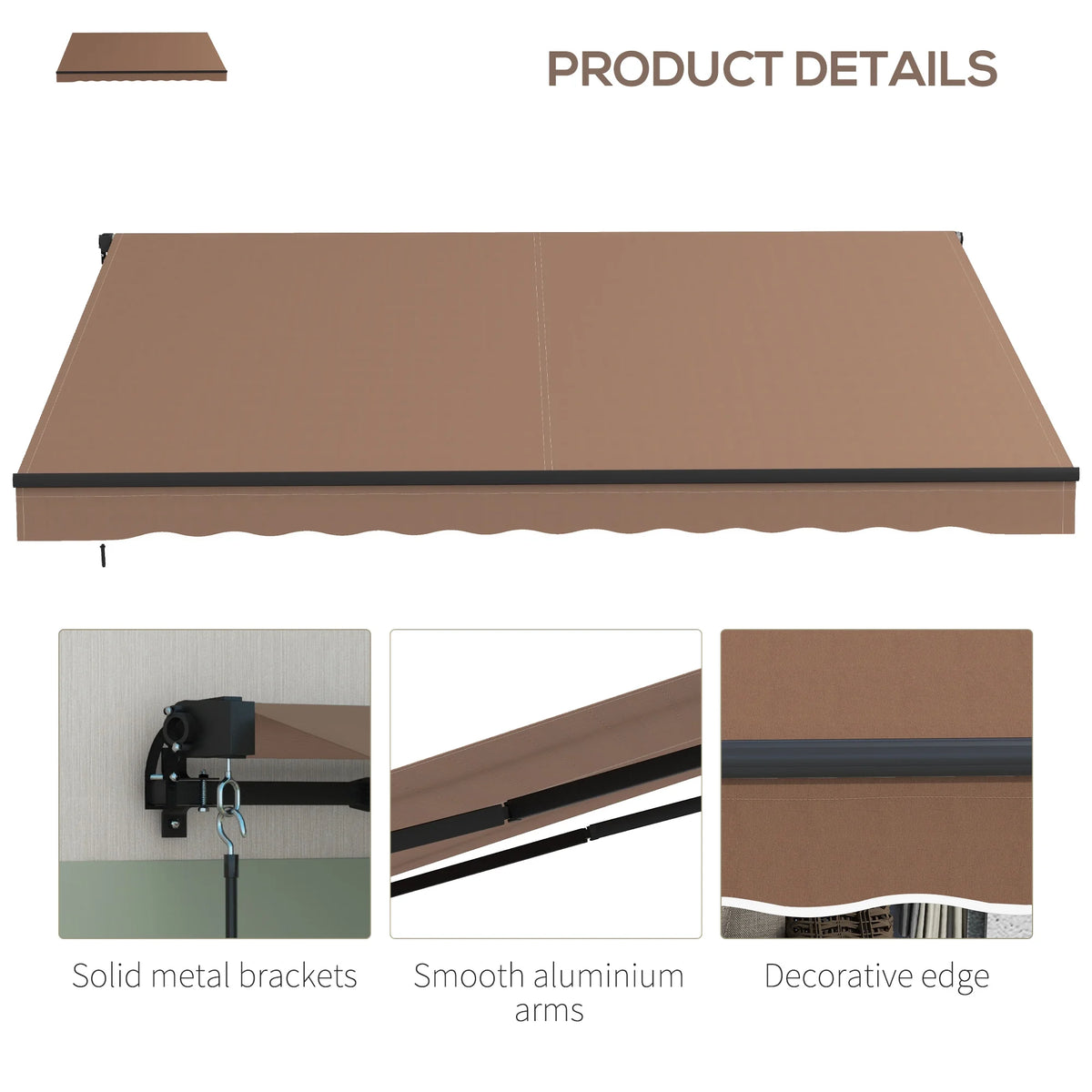 Coffee Patio Retractable Awning Sunshade Shelter J51276