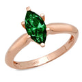 1ct Marquise Cut Green Simulated Emerald Solitaire Ring Q3608