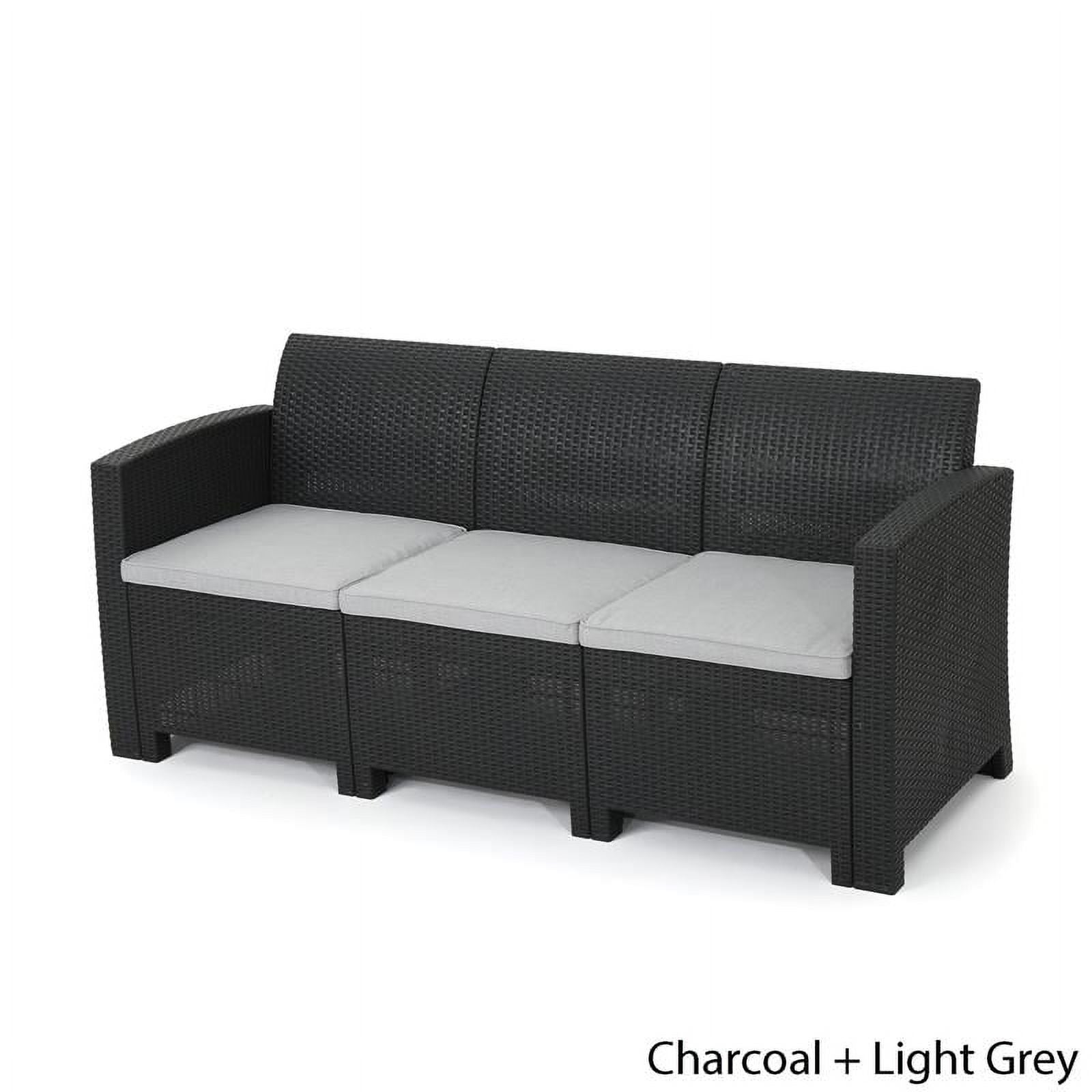 Brown Faux Rattan 3 Seater Sofa Q769