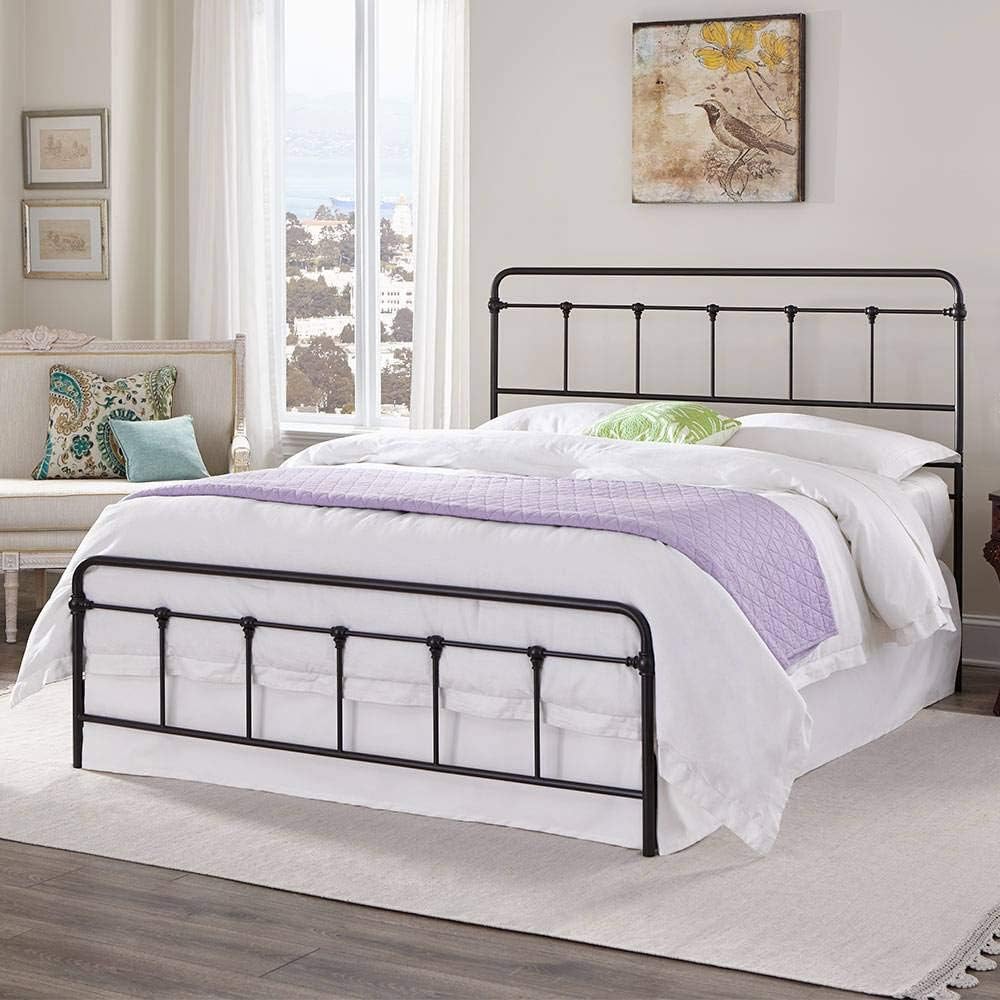 Metal Bed Frame with Headboard and Footboard California King Size D8008