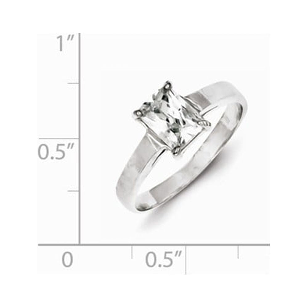 925 Sterling Silver Solitaire Emerald CZ Ring Size 8 W3537