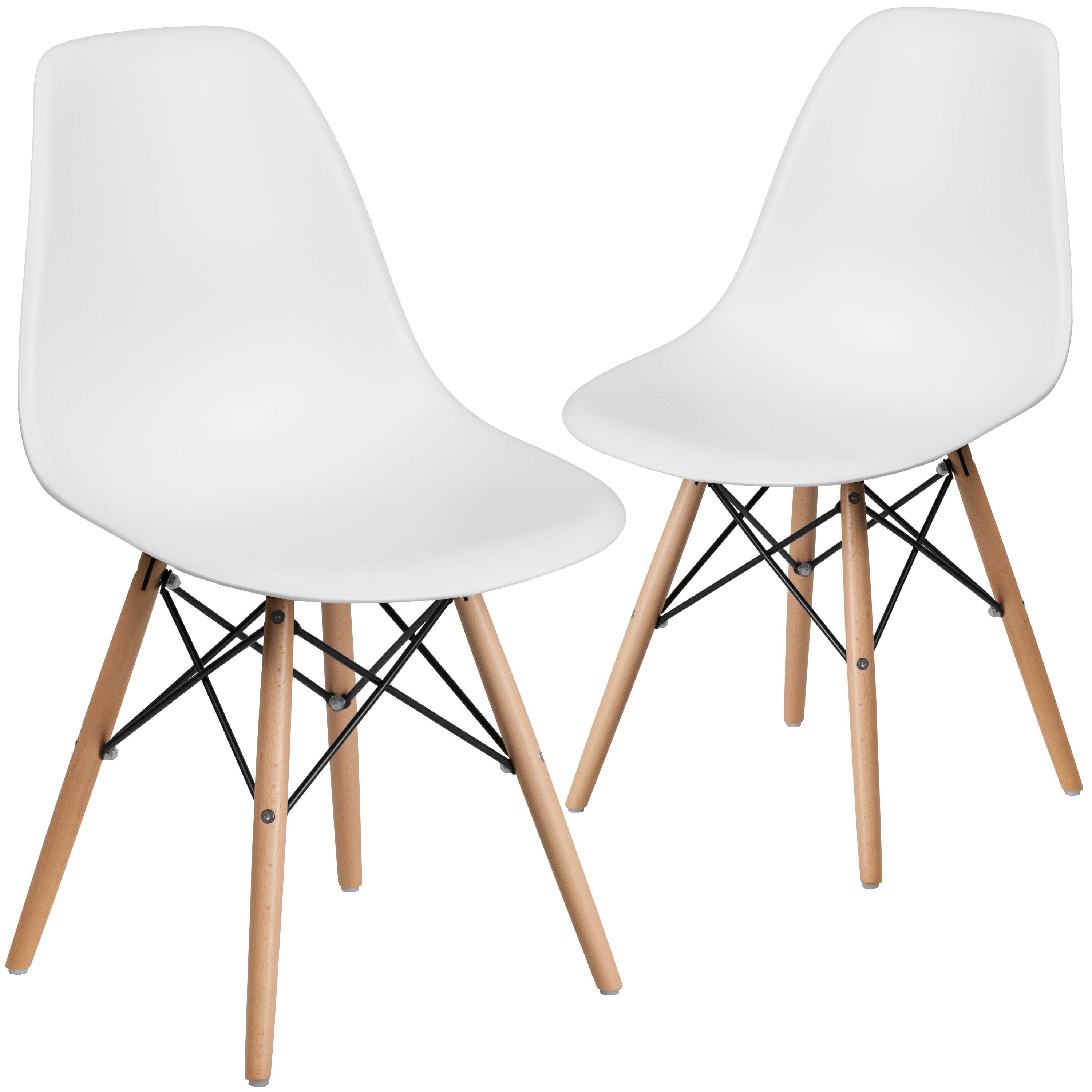 Orange Plastic Chair with Wood Base S508697