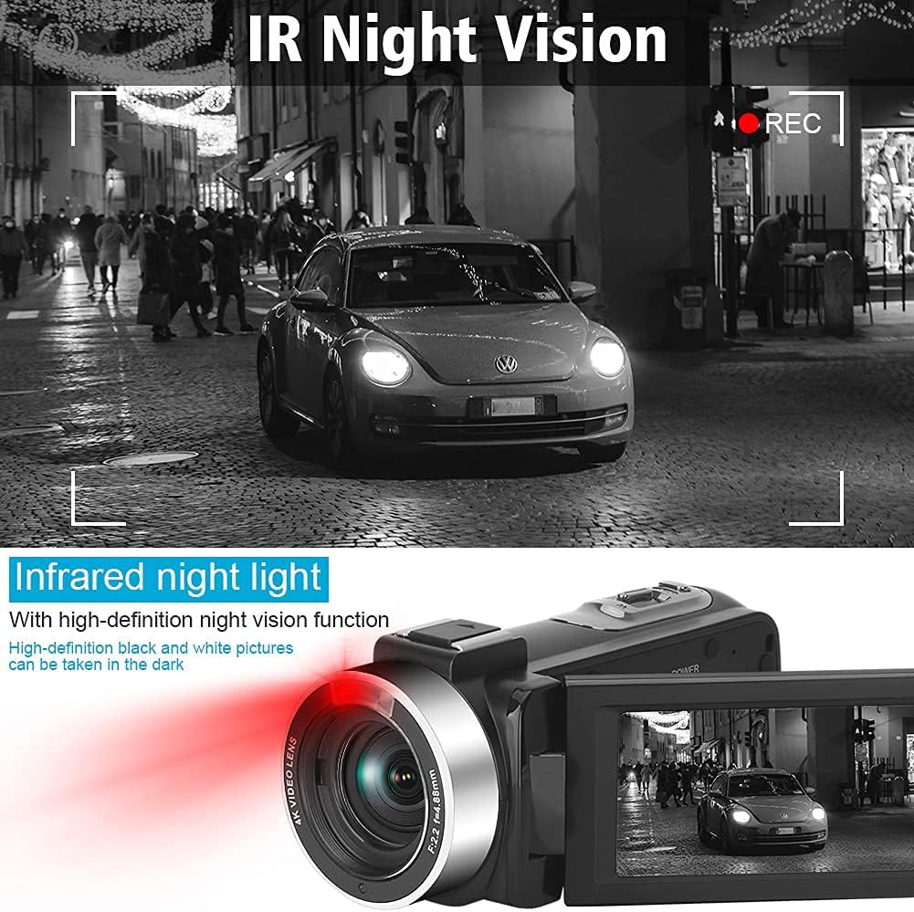 4K UHD 56MP Vlogging Camera with Microphone, 16X Zoom, 3.0 Touch Screen, IR Night Vision, Wi-Fi J76333