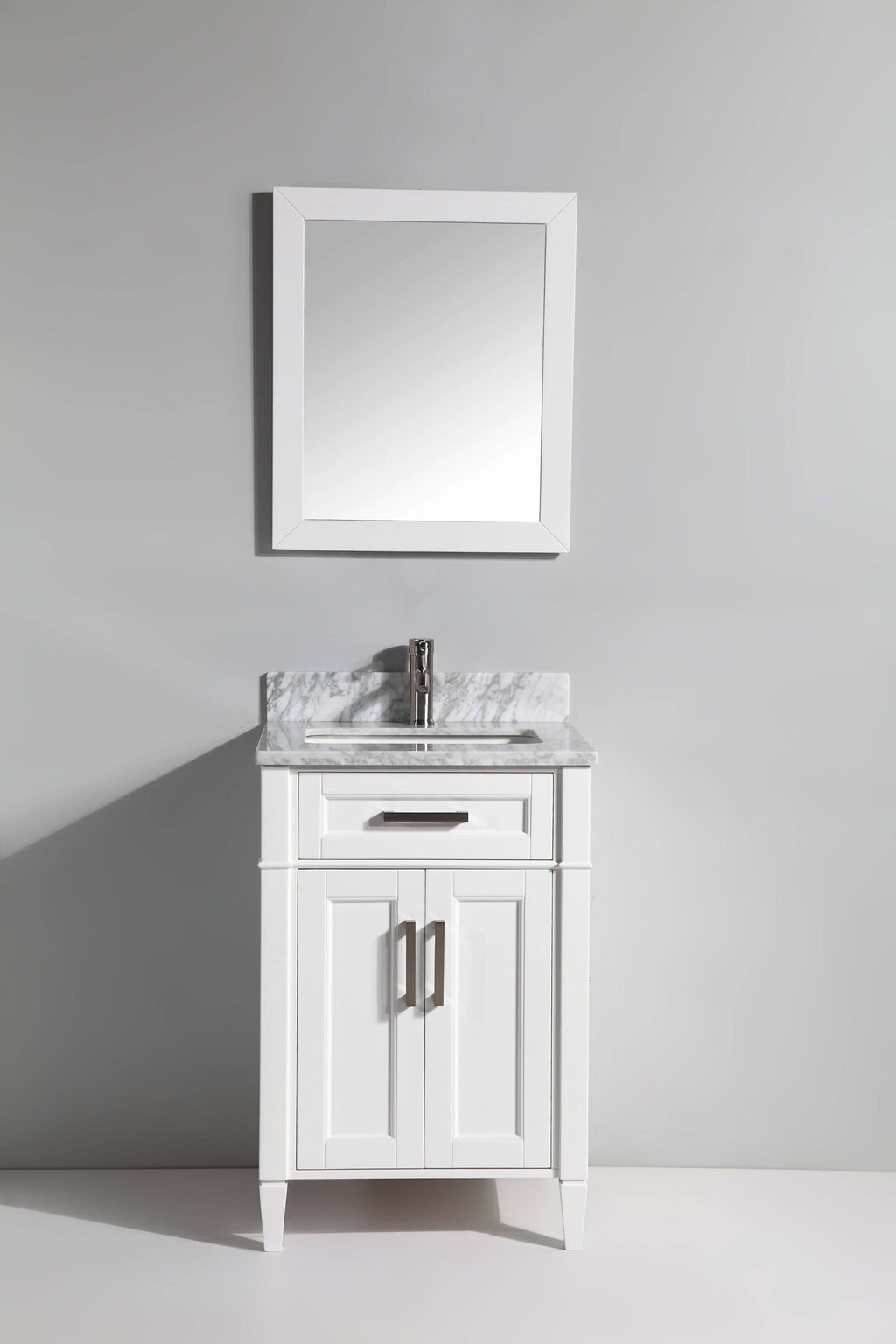 White Single Sink Bathroom Vanity Set with Carrara Marble Vanity Top T50627