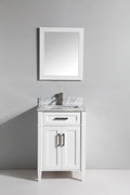 White Single Sink Bathroom Vanity Set with Carrara Marble Vanity Top T50627