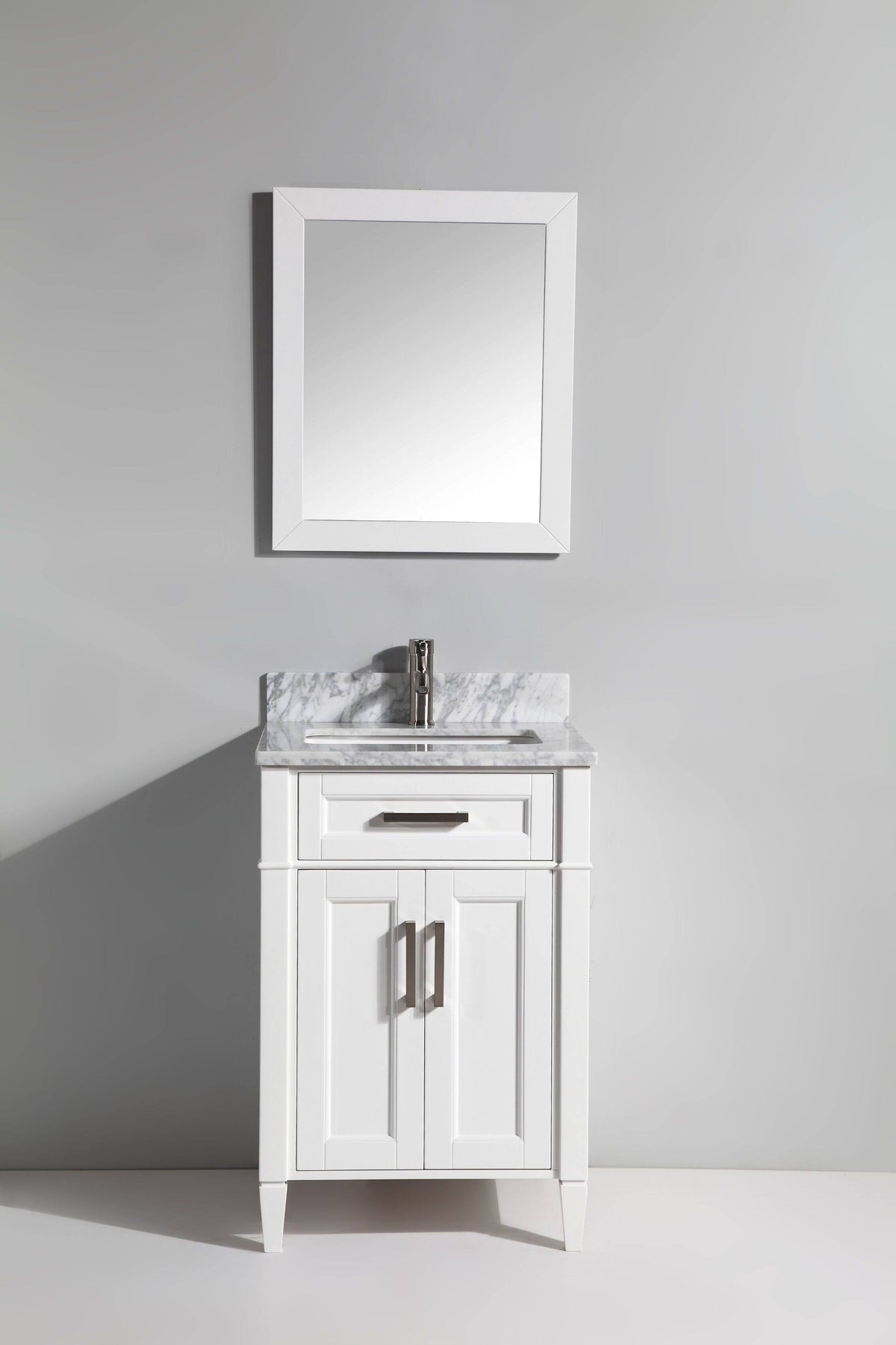 White Single Sink Bathroom Vanity Set with Carrara Marble Vanity Top T50627
