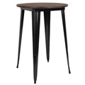 30 inch Round Metal Bar Height Table with Black Wood Top J4289