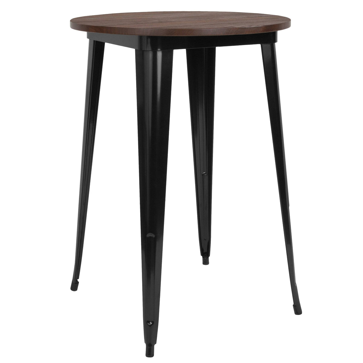 30 inch Round Metal Bar Height Table with Black Wood Top J4289