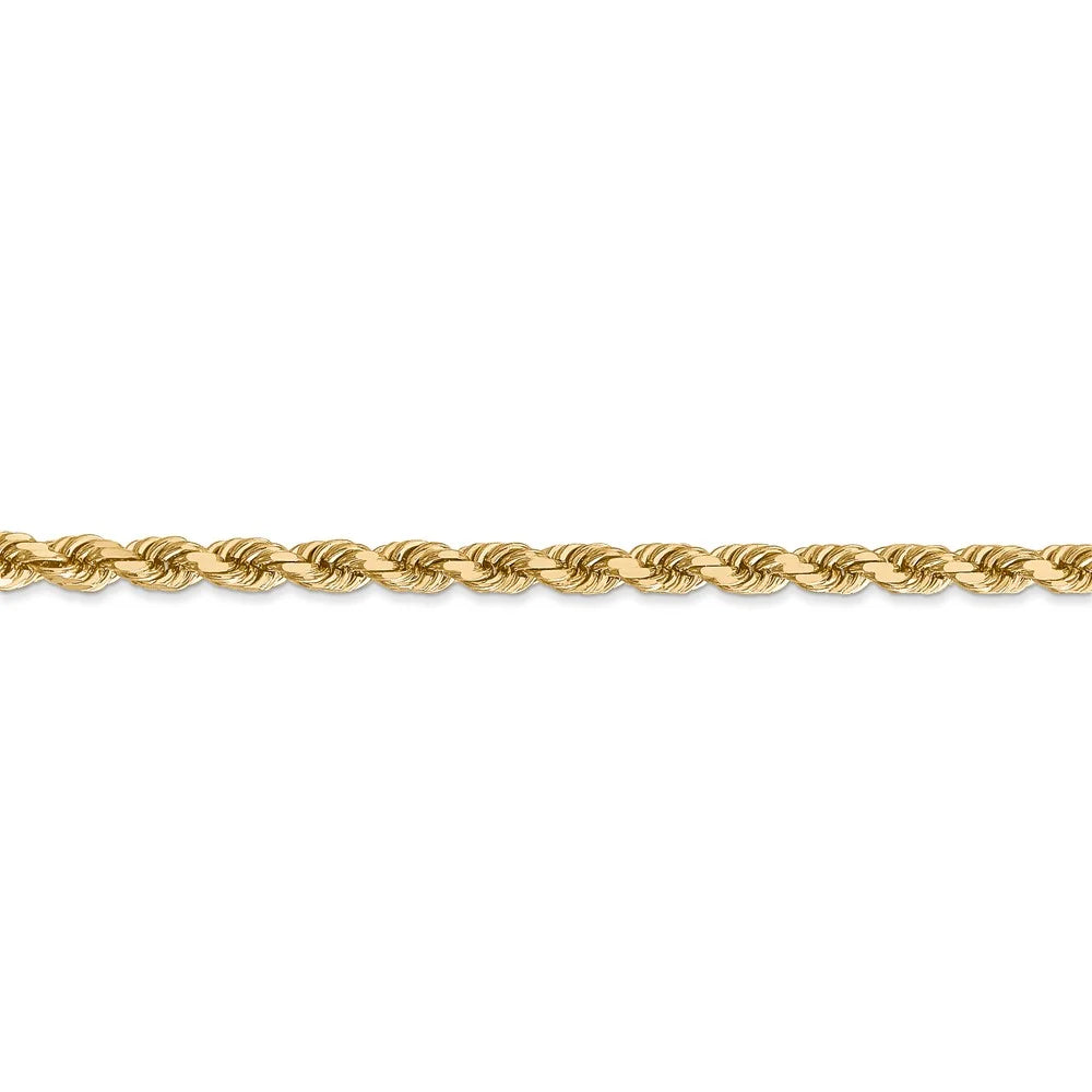 14kt Yellow Gold 4mm Diamond Cut Rope Chain with Lobster Clasp, 30 inch B832