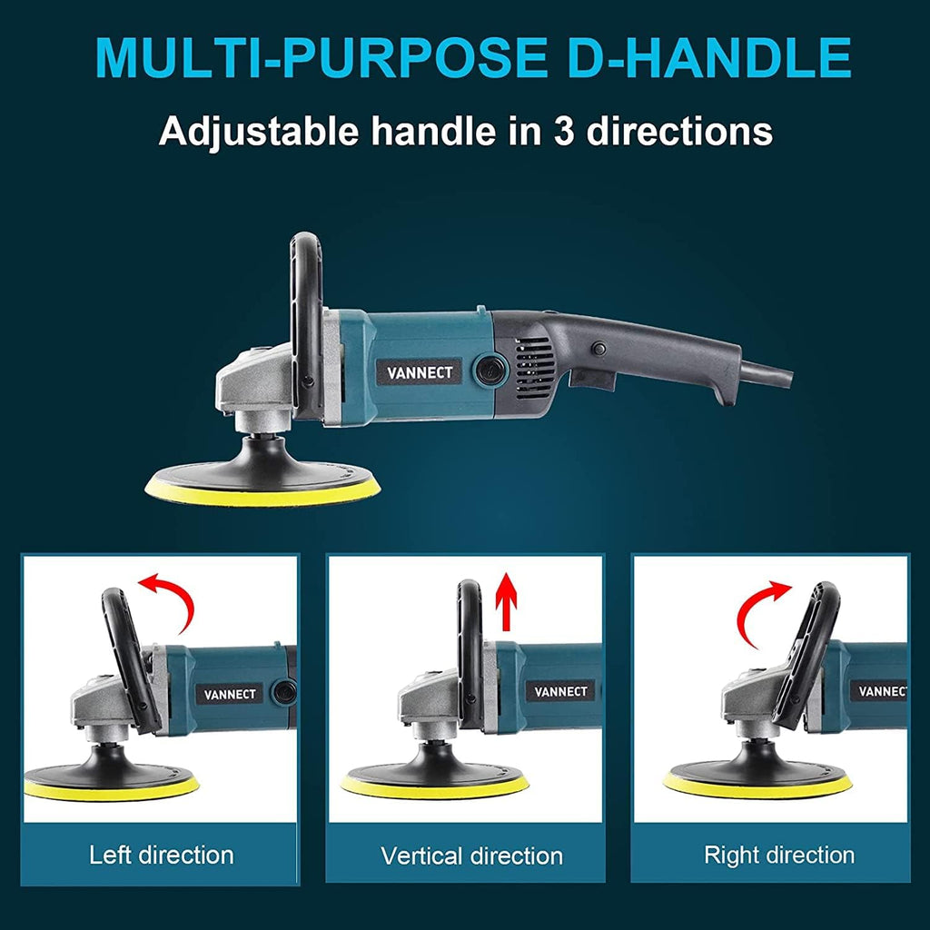 1200W 7-inch Car Polisher with 6 Variable Speed, 5 Foam Pads P8576