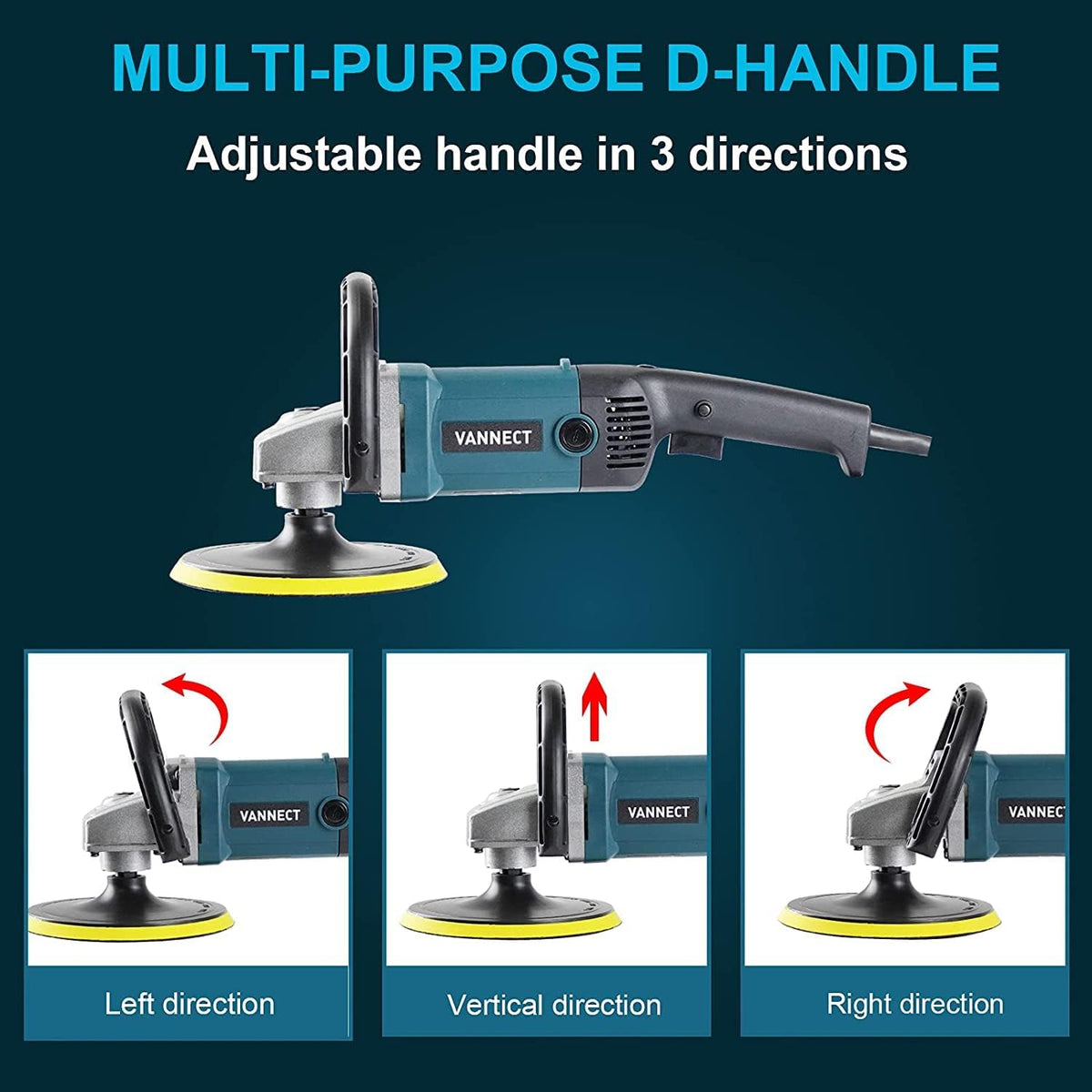 1200W 7-inch Car Polisher with 6 Variable Speed, 5 Foam Pads P8576