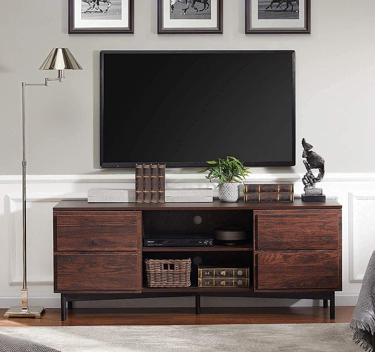 Rustic Walnut Wood TV Stand Y800
