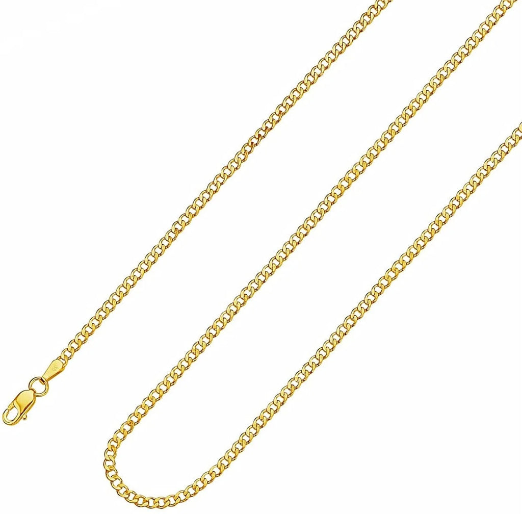 10K Solid Yellow Gold Cuban Link Curb Chain Necklace 2mm 16" 18" 20" 22" 24" 26" L980776