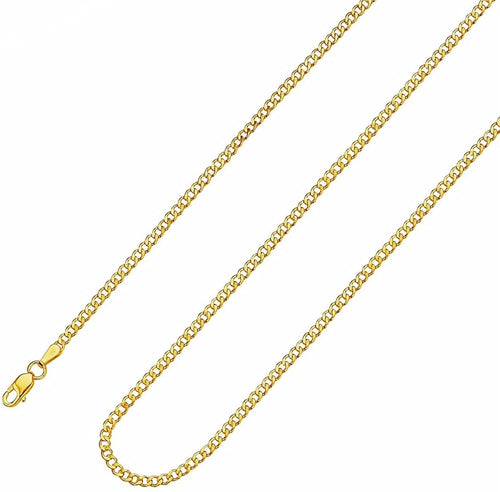 10K Solid Yellow Gold Cuban Link Curb Chain Necklace 2mm 16" 18" 20" 22" 24" 26" L980776