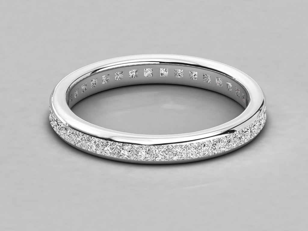 1.70MM Princess Cut Colorless Moissanite Eternity Band, 925 Silver Q679