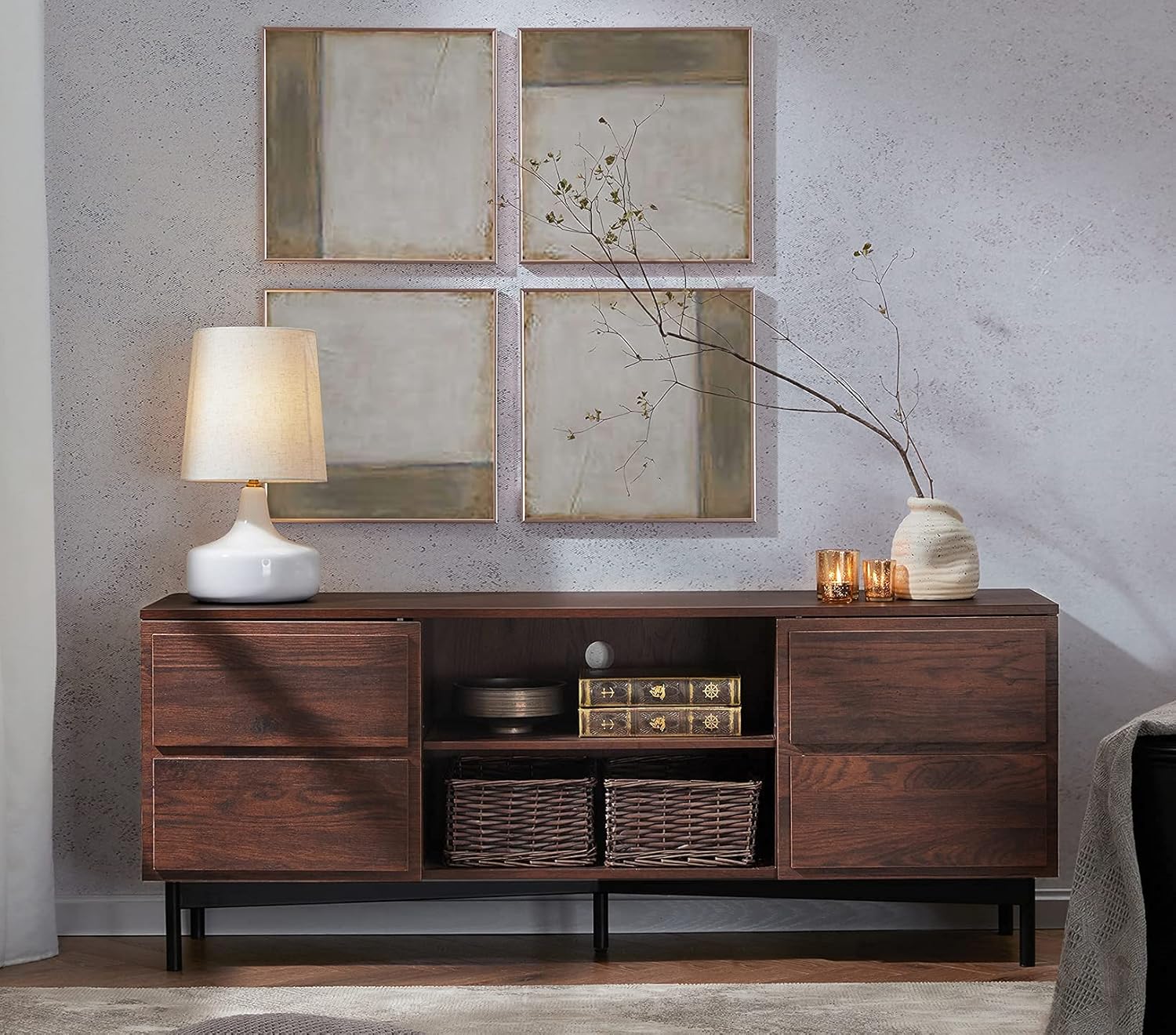 Rustic Walnut Wood TV Stand Y800