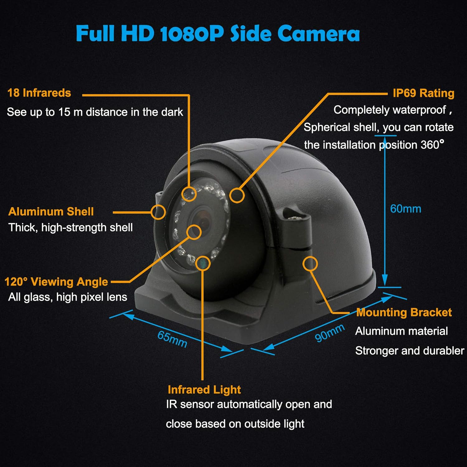 9 inch 1080P HD Backup Camera System with 4 Channel Input V909468