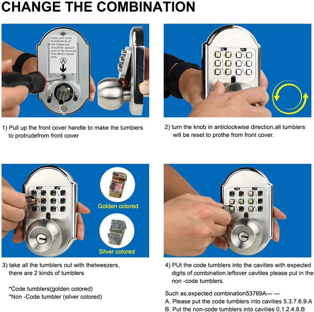 Mechanical Stainless Steel Digital Code Keypad Door Lock Deadbolt D929358