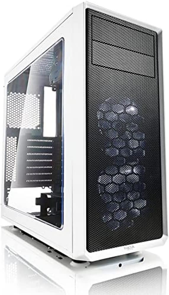 White Mid Tower Computer Case with Window Side Panel V6043