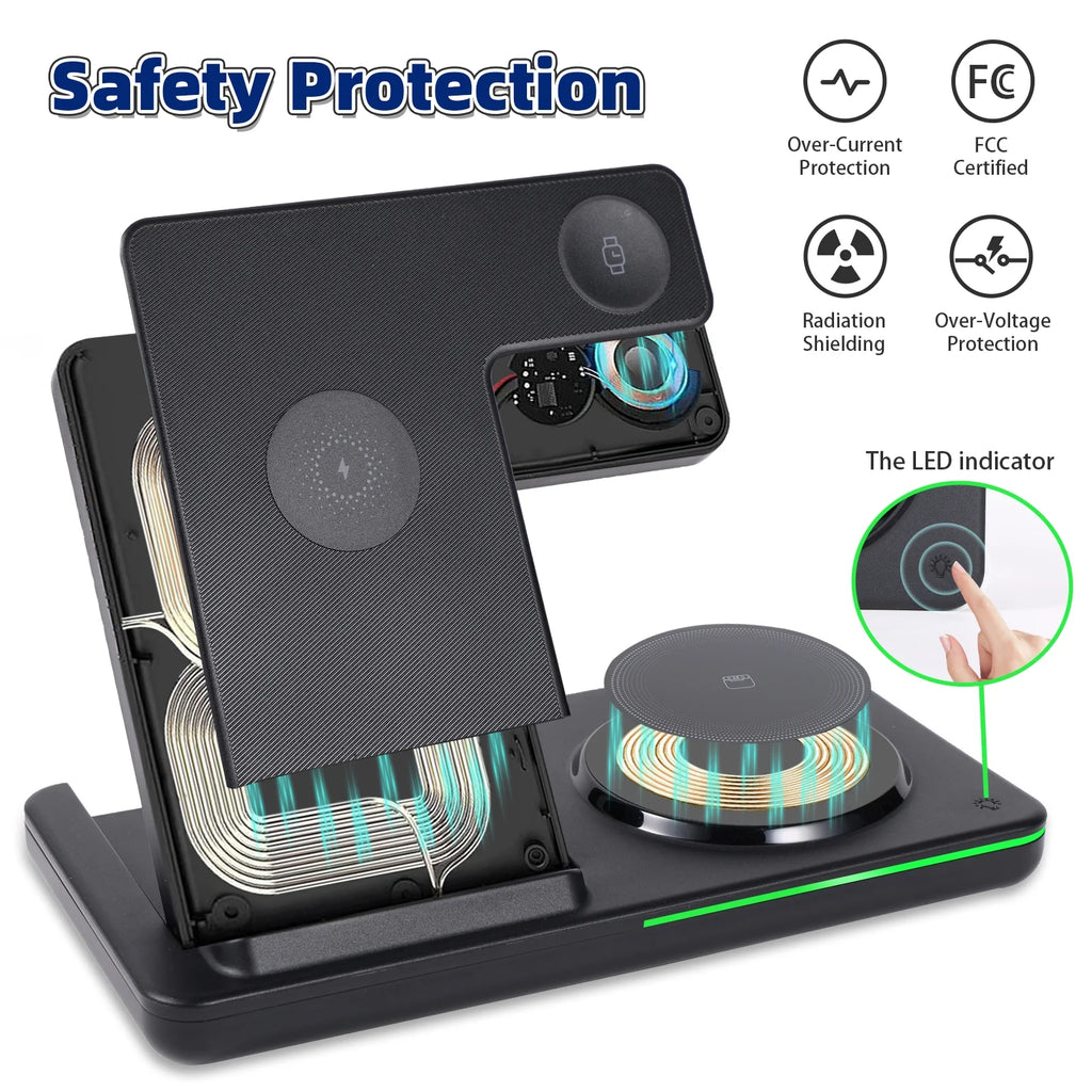 White 18W Foldable Wireless Charging Station A3353