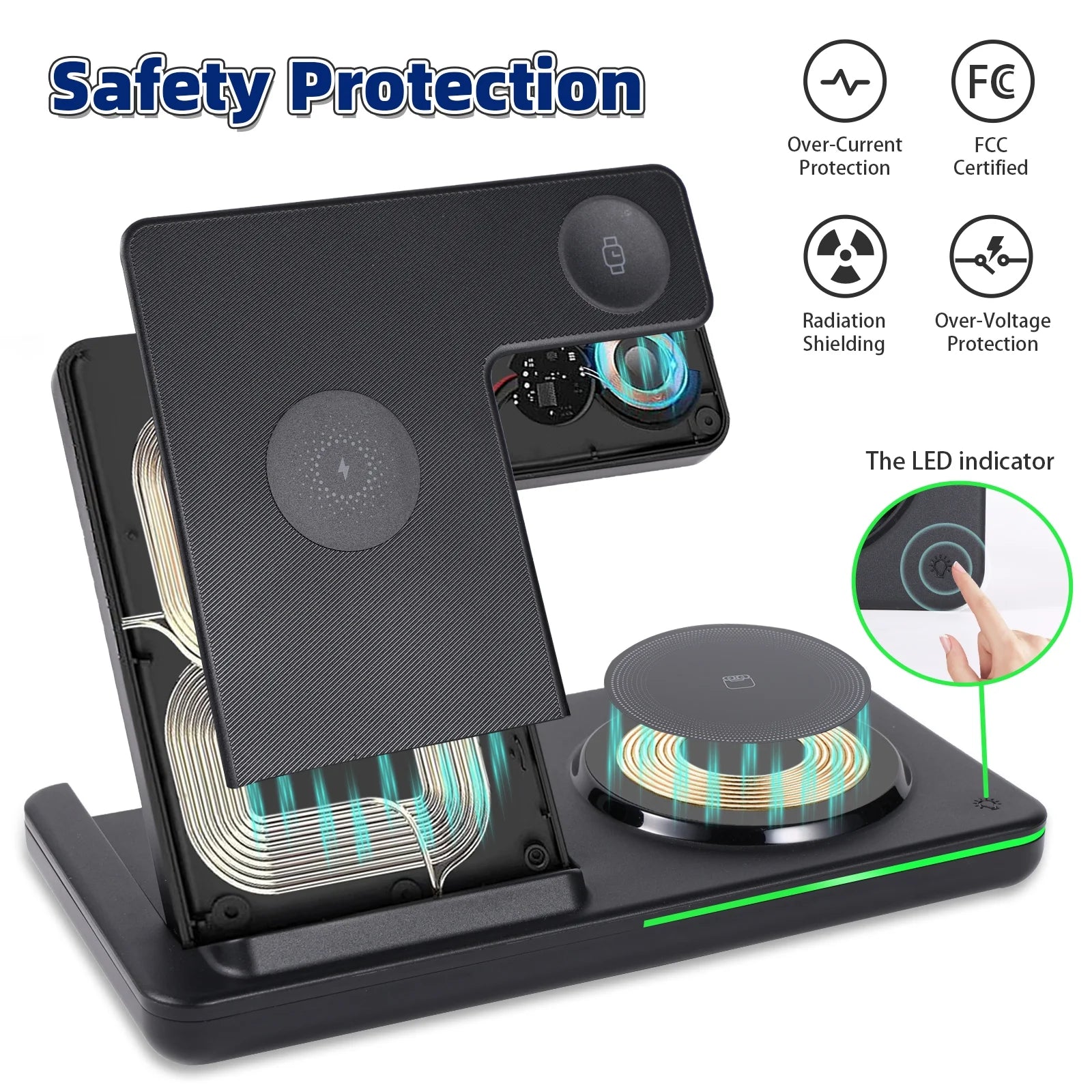 White 18W Foldable Wireless Charging Station A3353