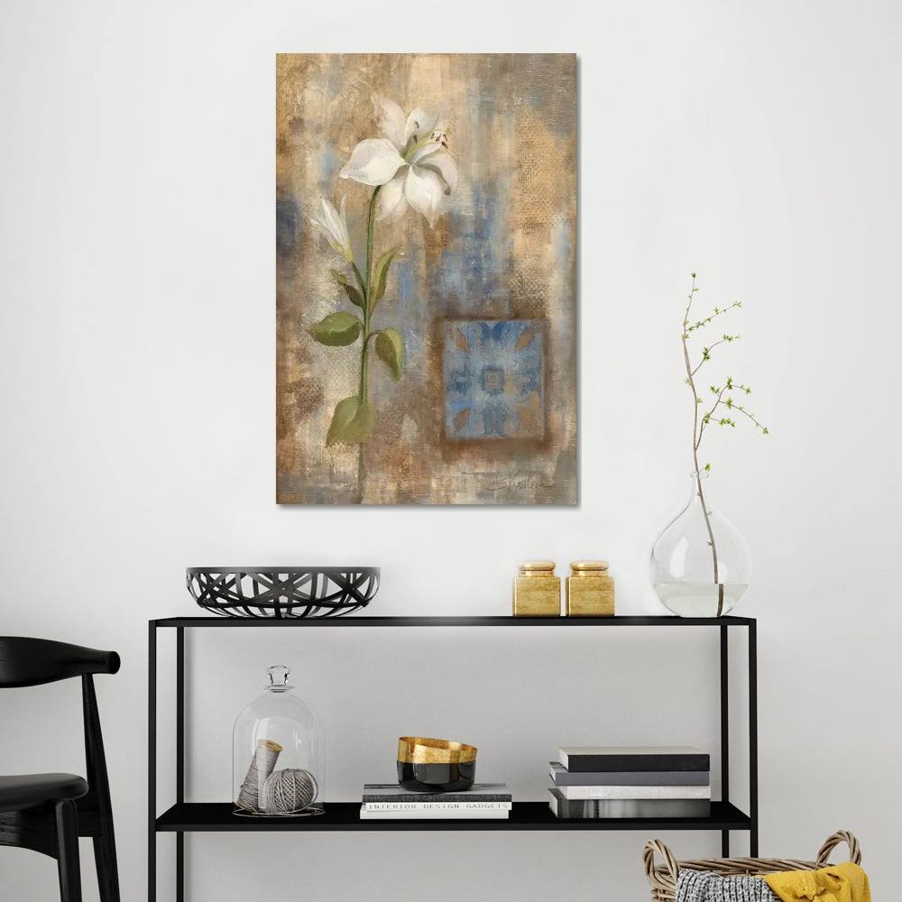 Lily and Tile Print Canvas Art N4714