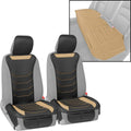 Beige Faux Leather Full Set Car Seat Covers with Rear Bench V145