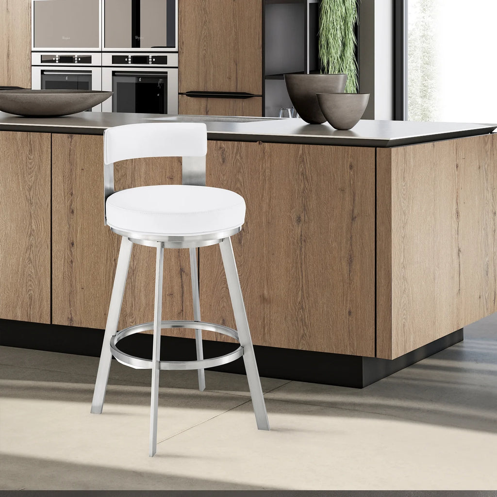 Swivel Faux Leather/Metal Counter Stool in Black/Chrome D23447
