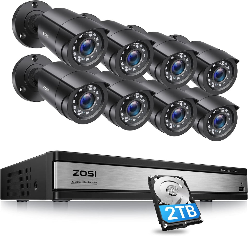 16CH 1080P Security Camera System with 2TB Hard Drive, 12PCS 1080P Outdoor Indoor Surveillance Cameras P368613