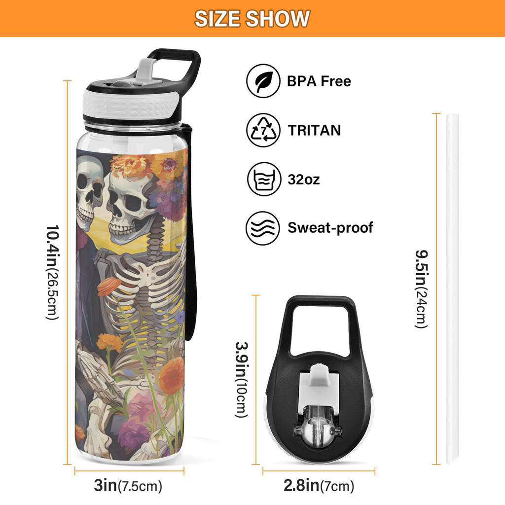32oz Tritan Leakproof Clear Sports Water Bottle with Straw H354