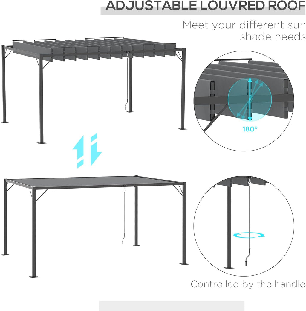 13' x 10' Outdoor Louvered Aluminum Pergola Gazebo with Adjustable Roof N1863