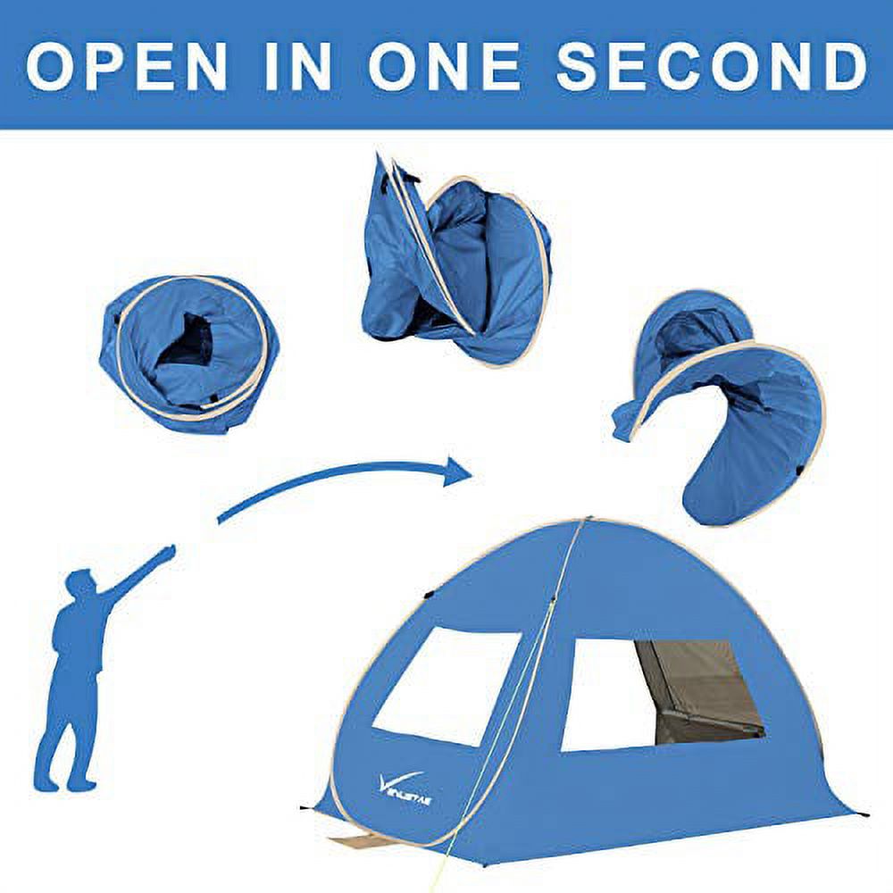 Large Pop Up Beach Tent Automatic Sun Shelter 3-4 Person Anti-UV Portable Beach Canopy F4637