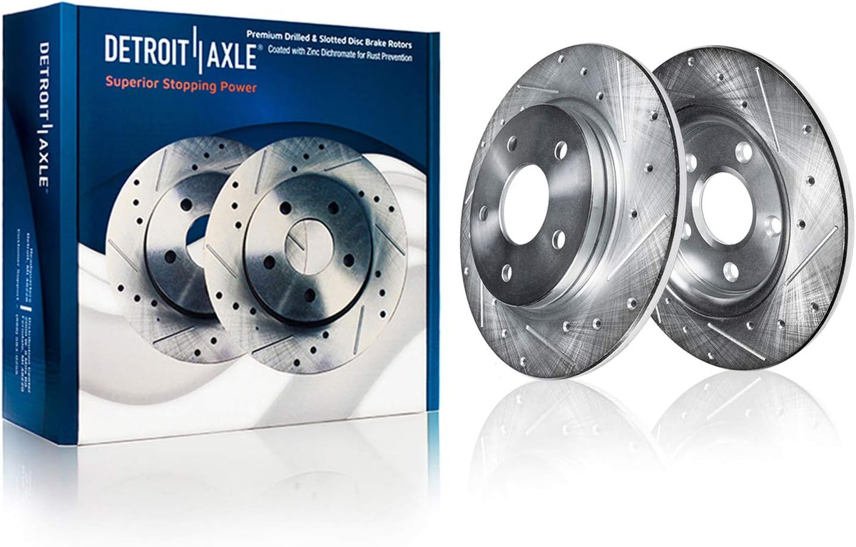 328mm Rear Drilled and Slotted Disc Rotors + Ceramic Brake Pads 6pc Set H958