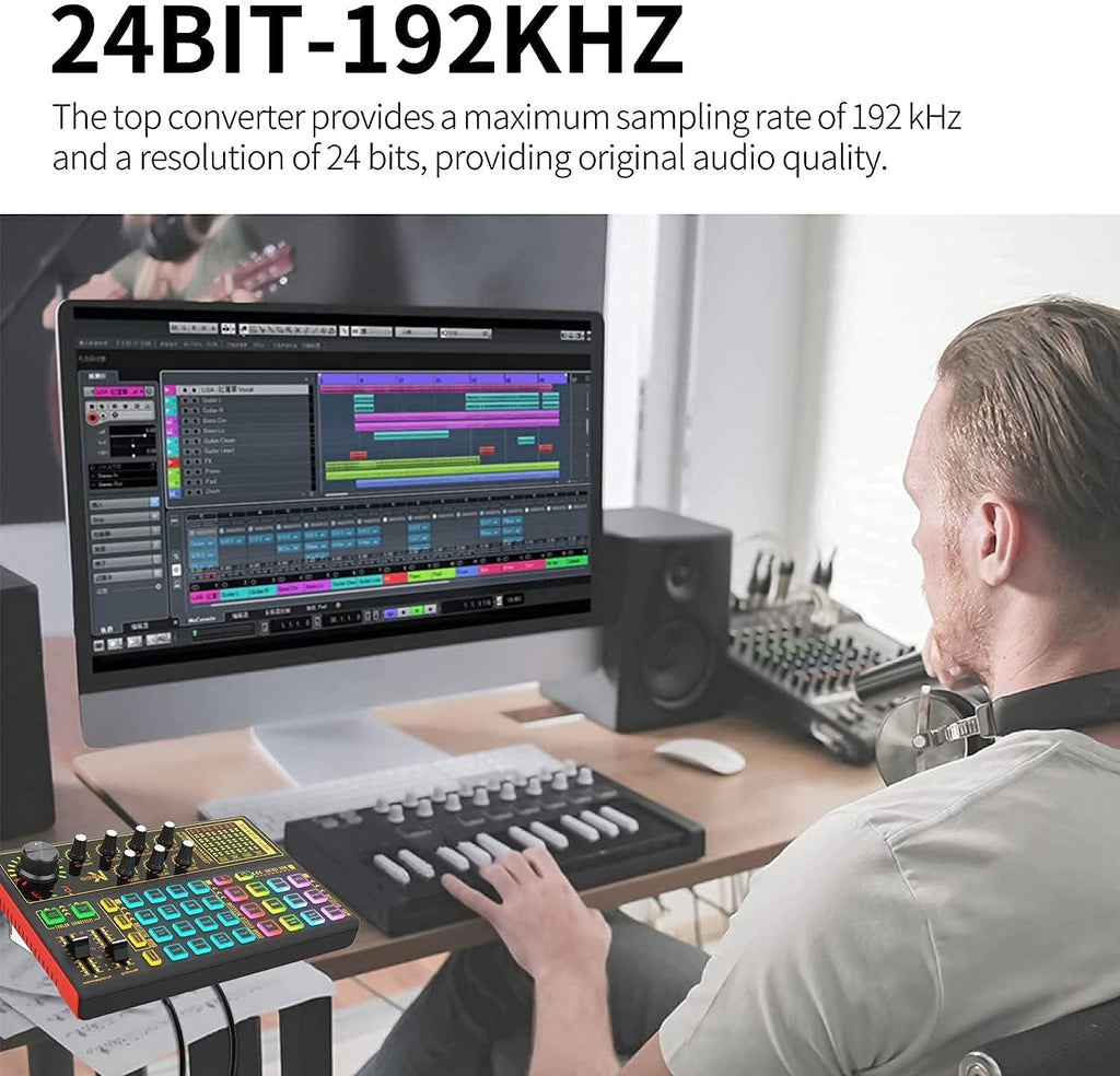 Pack of 2 Audio Interface with Audio Mixer and Live Sound Card F194360