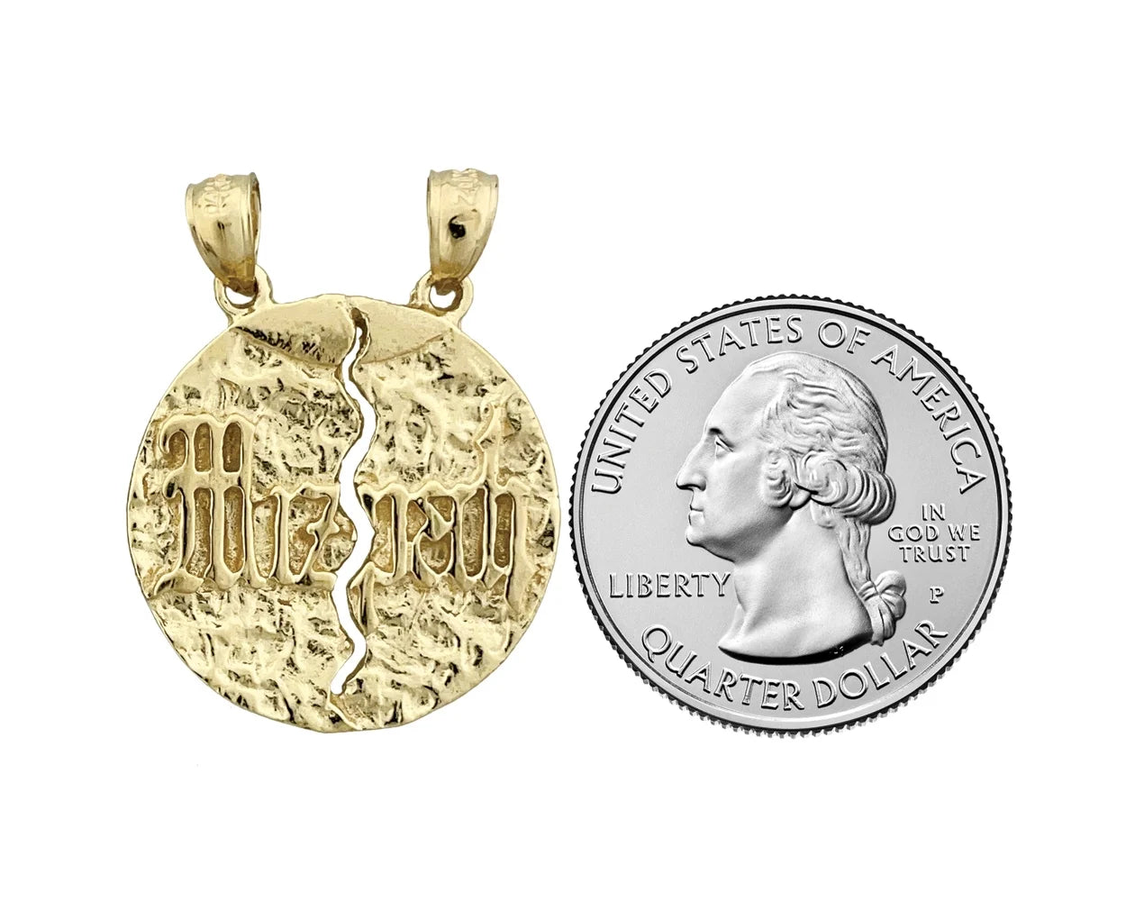 14K Gold Breakable Mizpah Coin Pendant V326