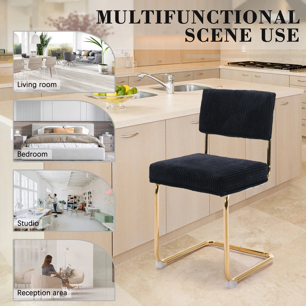Black Corduroy Dining Chairs Set of 4 V703371
