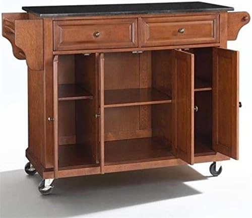 Solid Black Granite Top Kitchen Cart X5225