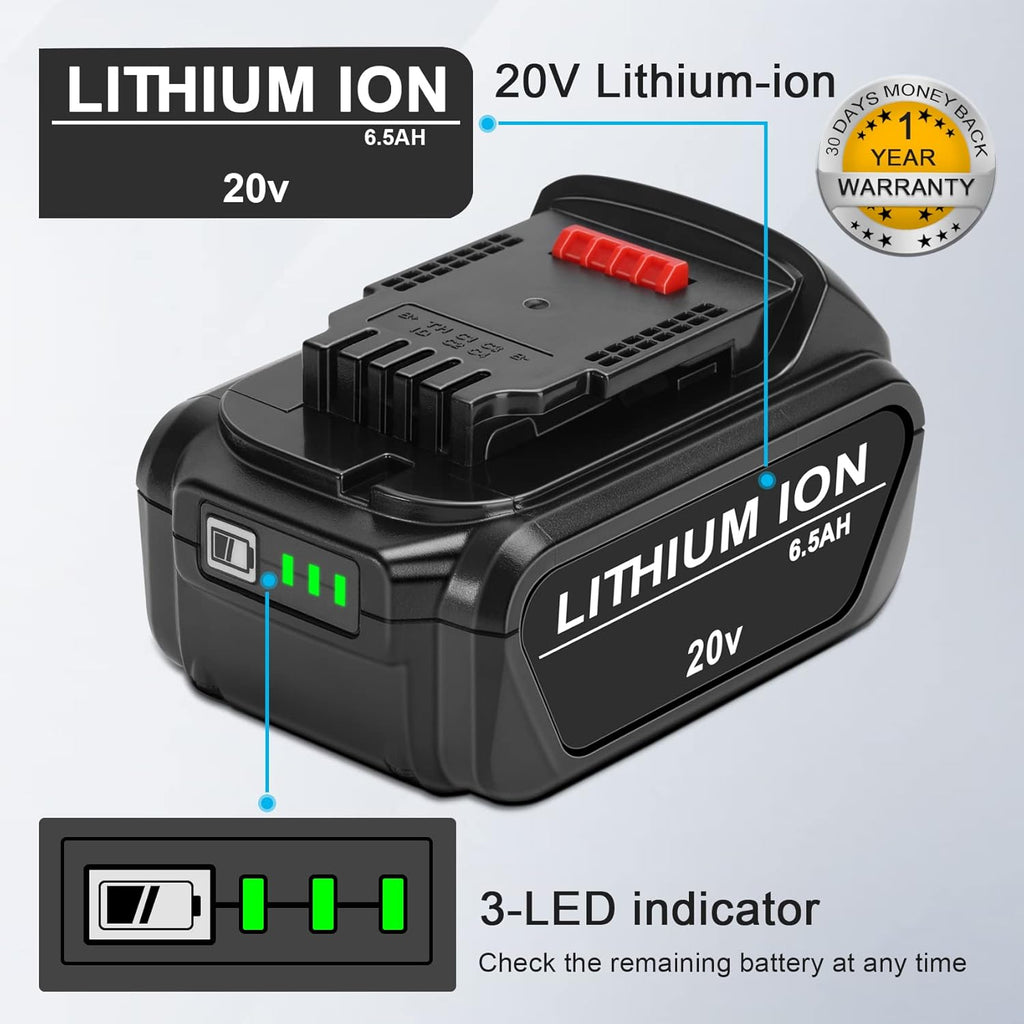 2-Pack 6.5Ah 20V Lithium ion Battery Pack B370475