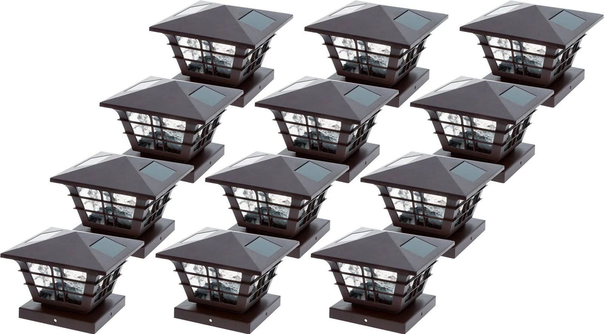 5x5 Solar Post Cap Light with 4x4 Base Adapter, Brown, 12 Pack L787375