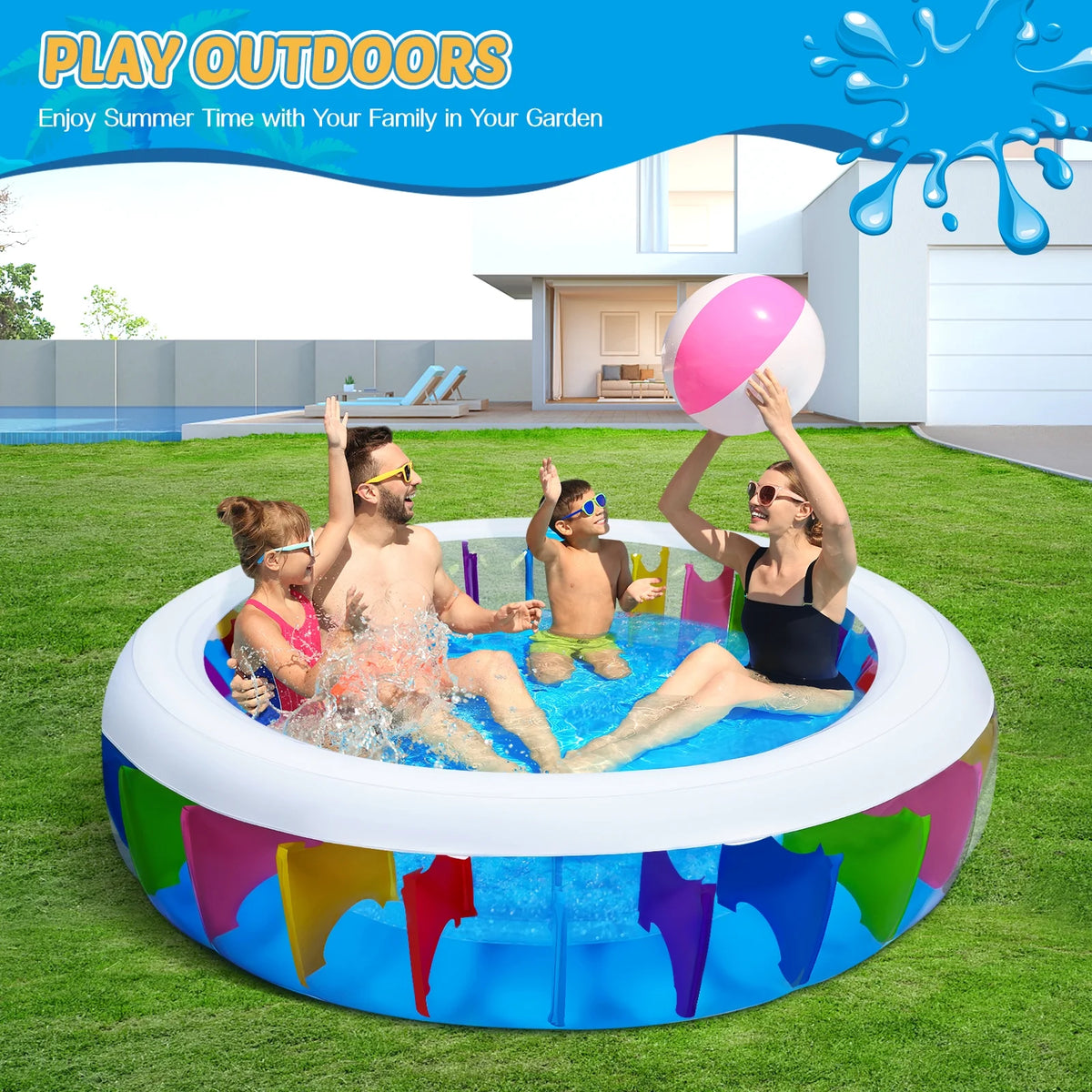 Inflatable PVC Pool with Sprinkler 180 x 180 x 40 cm K77012