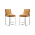 Camel Polished Chrome Stainless Steel Counter Height Bar Stool Set of 2 C388872