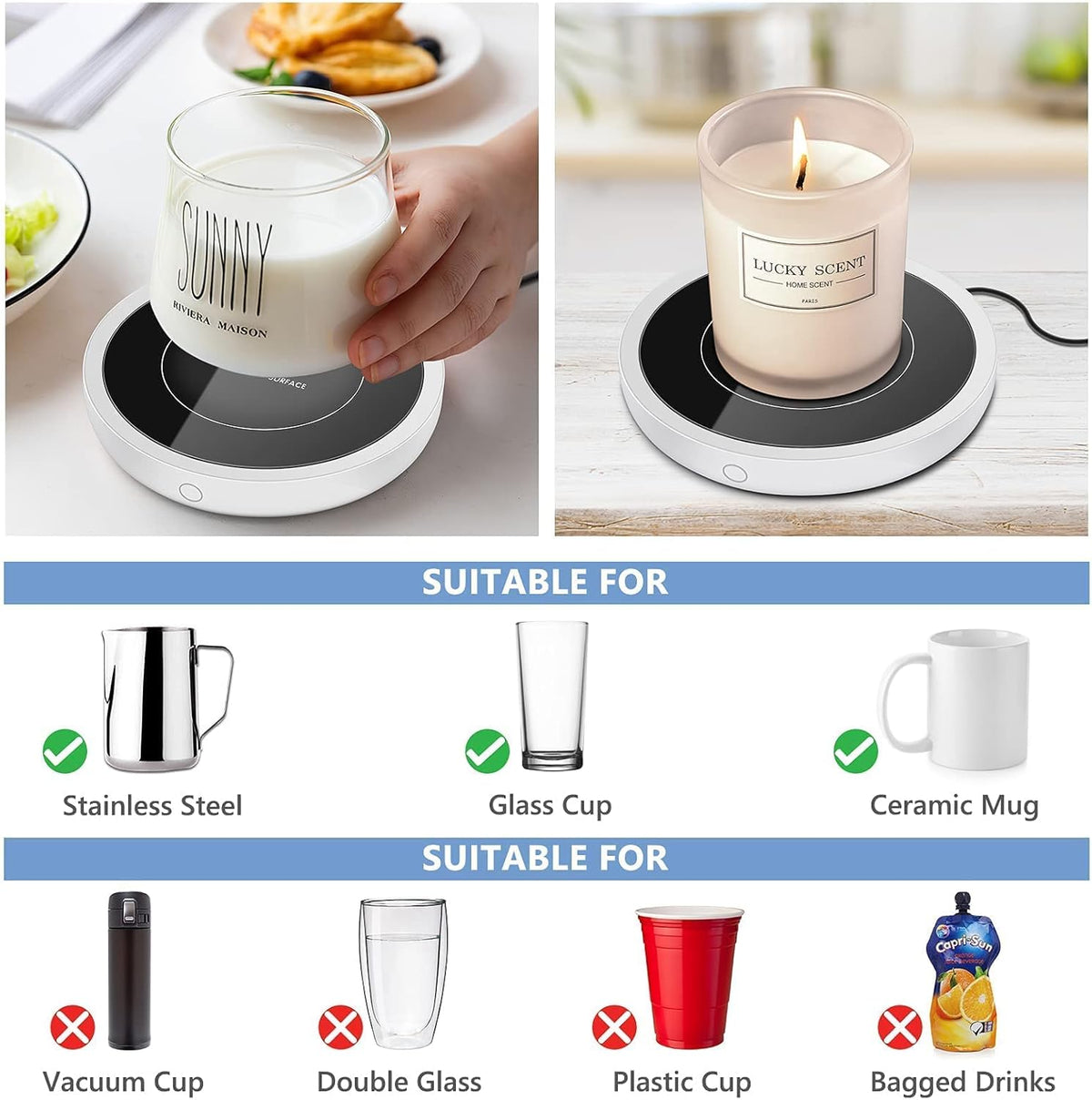 Electric Beverage Warmer Plate with 3 Temperature Settings W620983