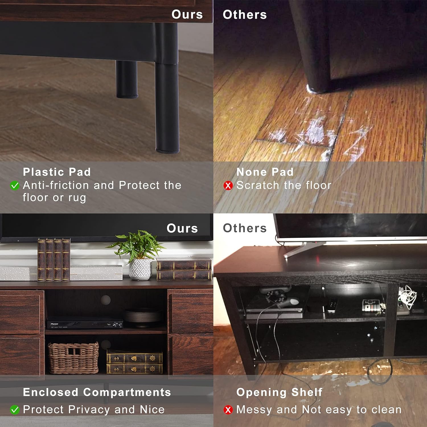 Rustic Walnut Wood TV Stand Y800