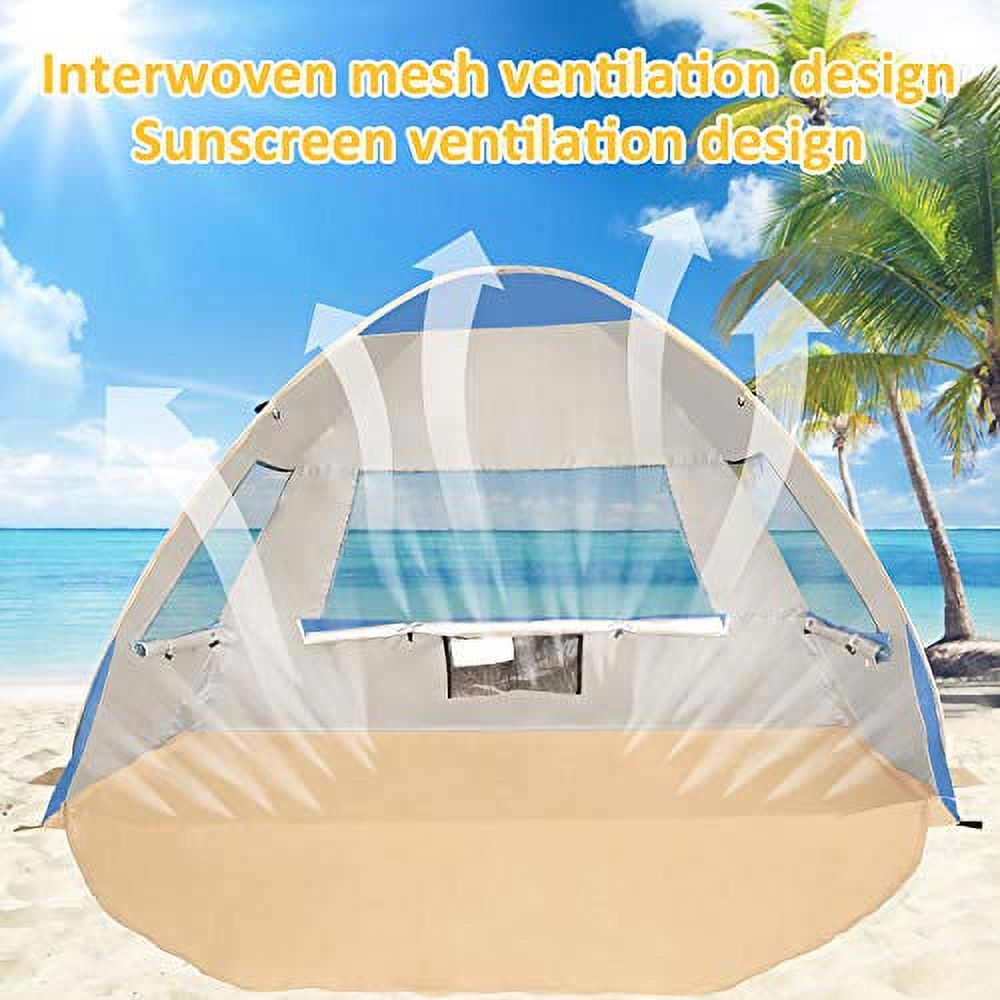 Large Pop Up Beach Tent Automatic Sun Shelter 3-4 Person Anti-UV Portable Beach Canopy F4637