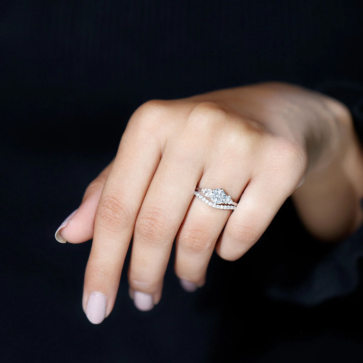 925 Sterling Silver Moissanite Bridal Ring Set R1667