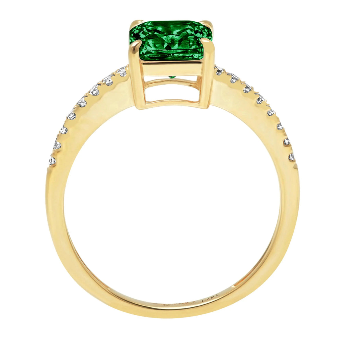 2.7ct Asscher Cut Green Simulated Emerald 18k Yellow Gold Ring Size 3.5 T614353