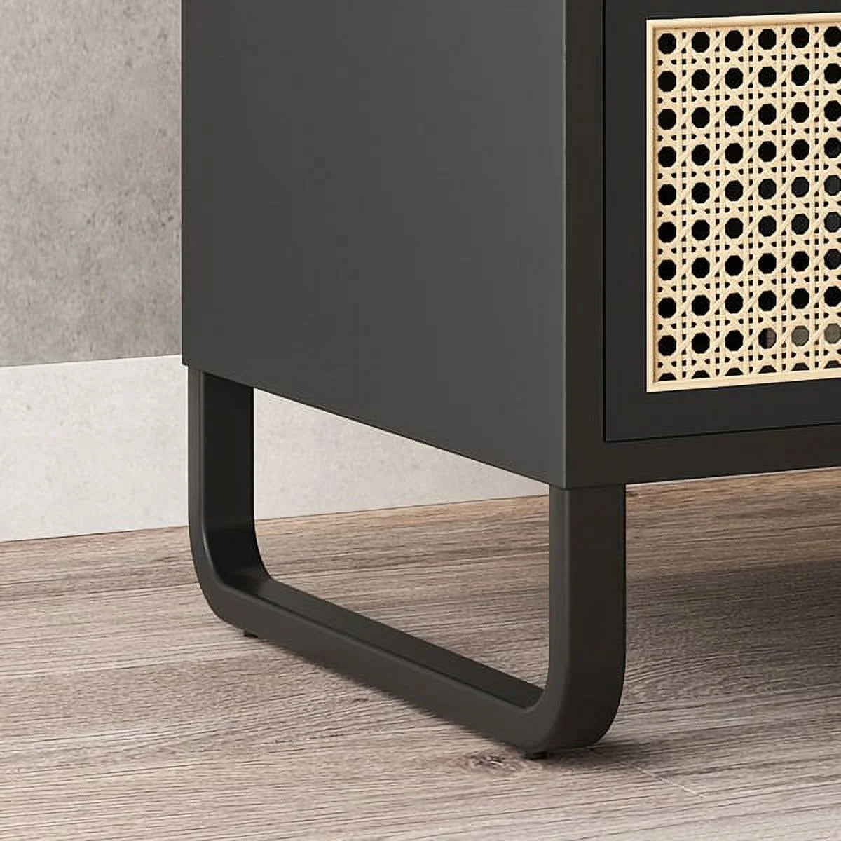 Black Rattan Woven Nightstand with 1 Drawer G938